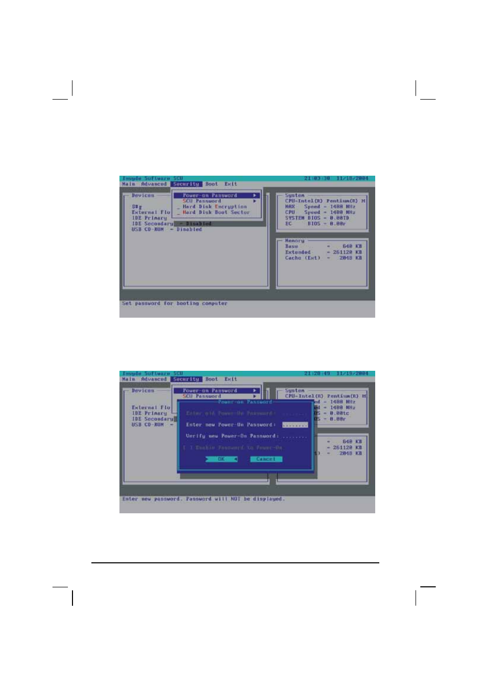 Security menu, Power-on password | TAG MIL-BOOK 200 Series User Manual | Page 91 / 143