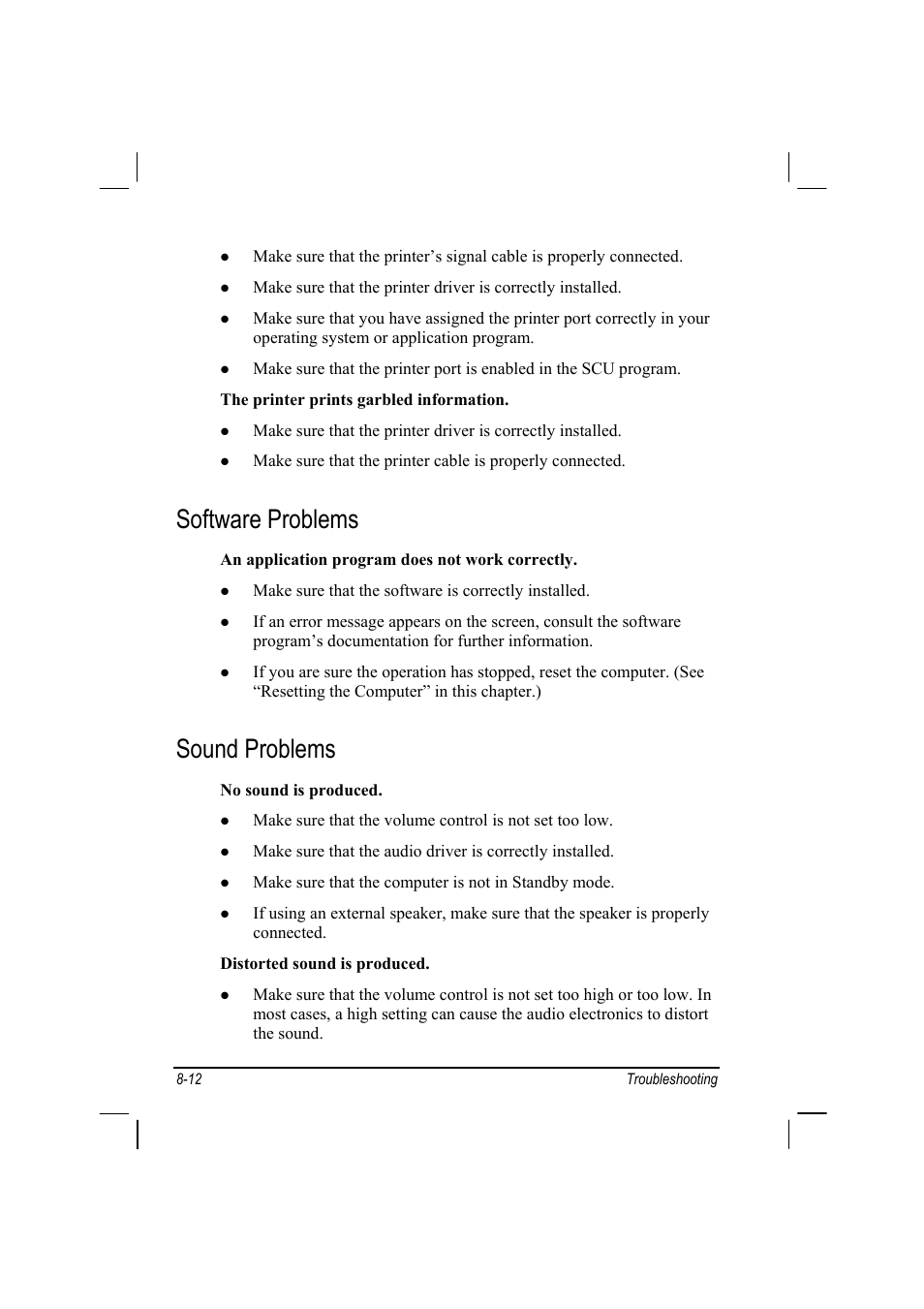 Software problems, Sound problems | TAG MIL-BOOK 10 User Manual | Page 100 / 105