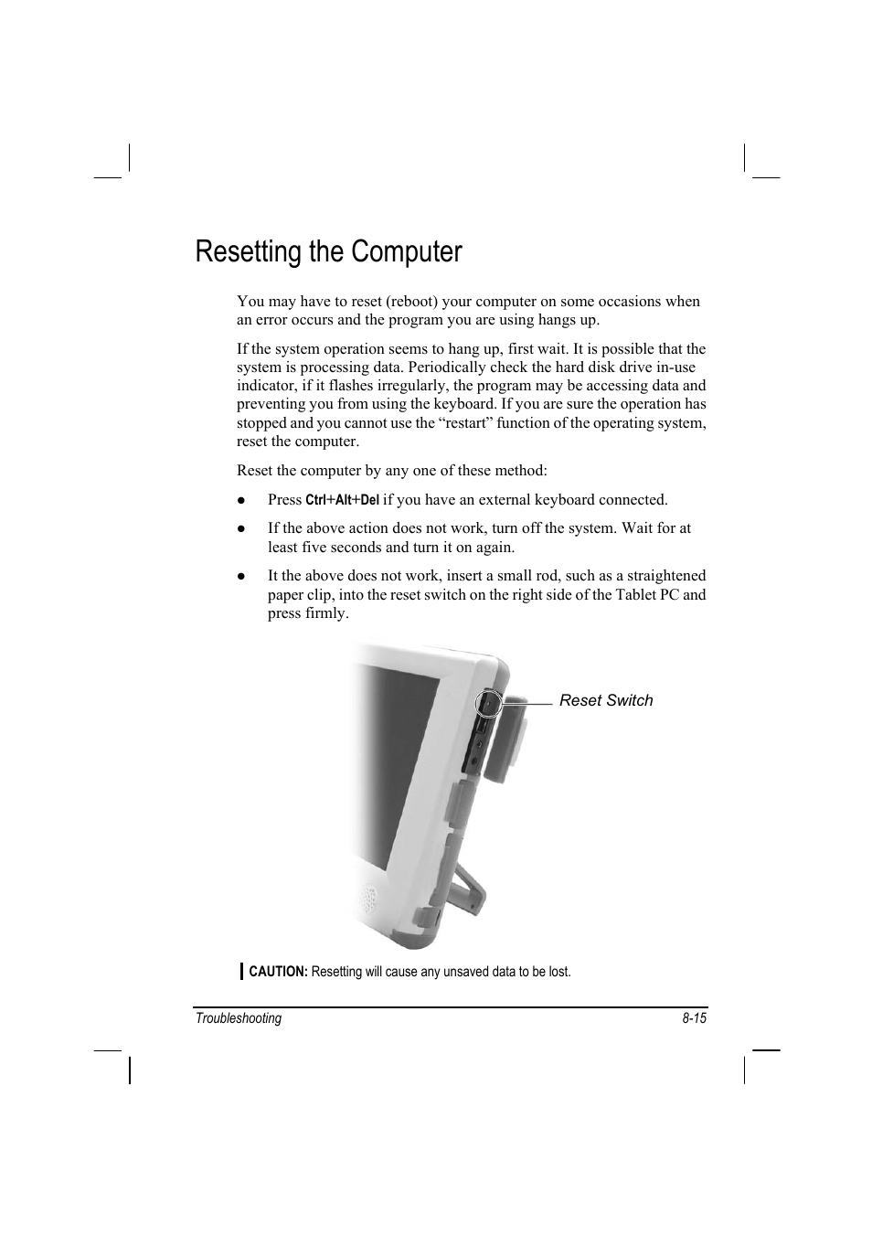Resetting the computer | TAG MIL-BOOK 10 User Manual | Page 103 / 105
