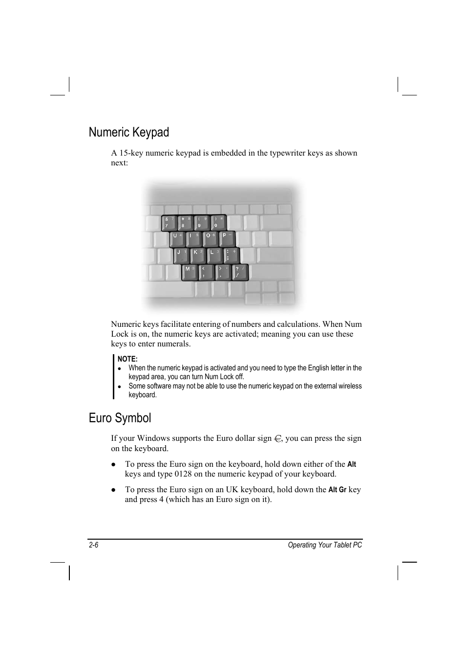 Numeric keypad, Euro symbol | TAG MIL-BOOK 10 User Manual | Page 21 / 105