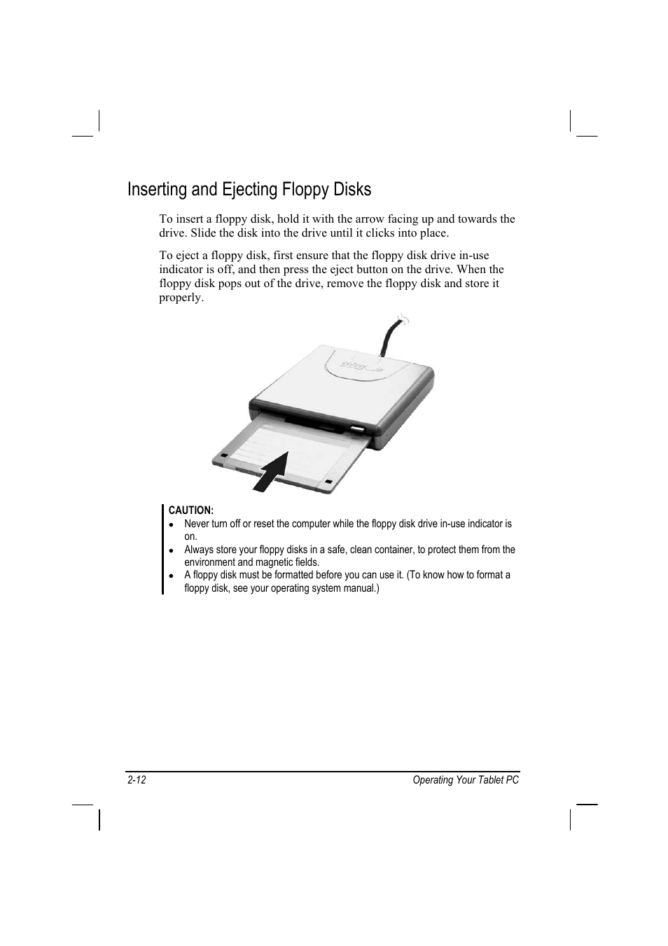 Inserting and ejecting floppy disks | TAG MIL-BOOK 10 User Manual | Page 27 / 105
