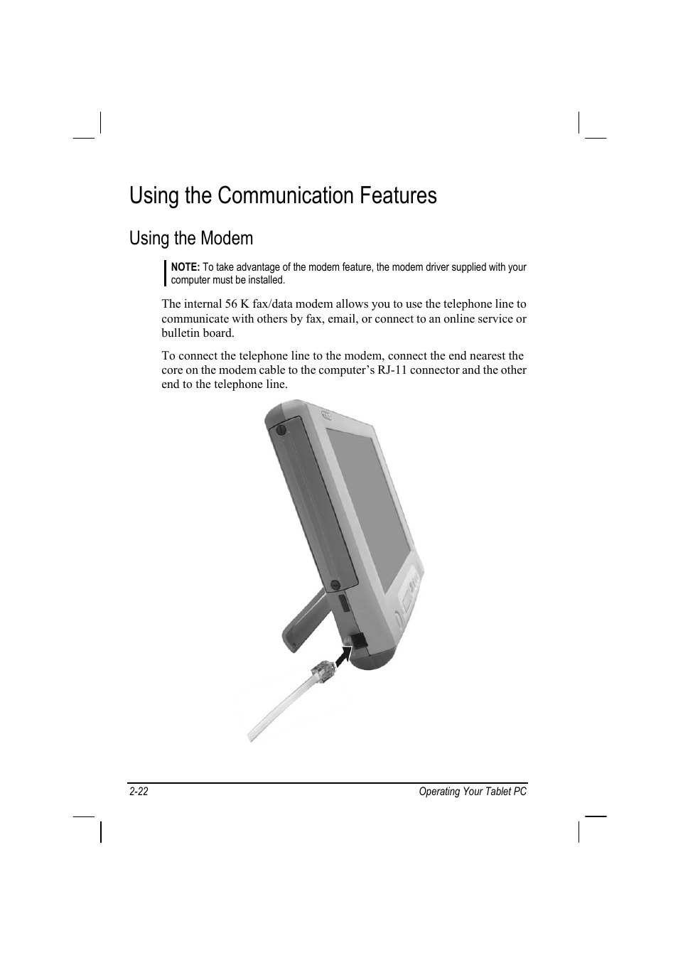 Using the communication features, Using the modem | TAG MIL-BOOK 10 User Manual | Page 37 / 105