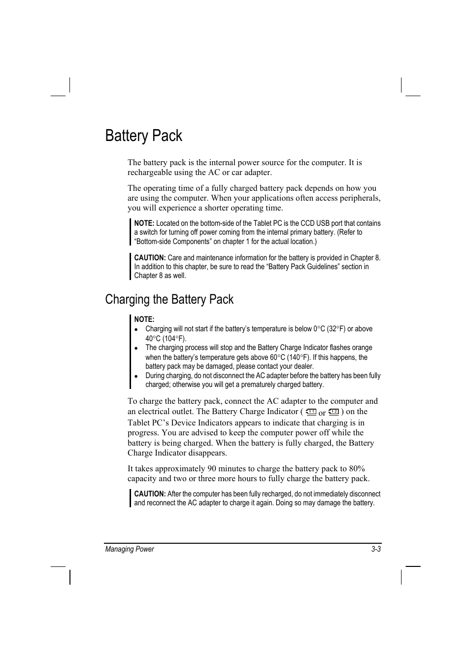 Battery pack, Charging the battery pack | TAG MIL-BOOK 10 User Manual | Page 41 / 105