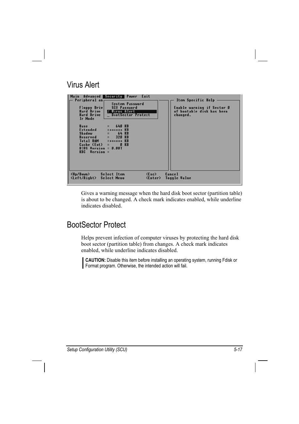 Virus alert, Bootsector protect | TAG MIL-BOOK 10 User Manual | Page 74 / 105