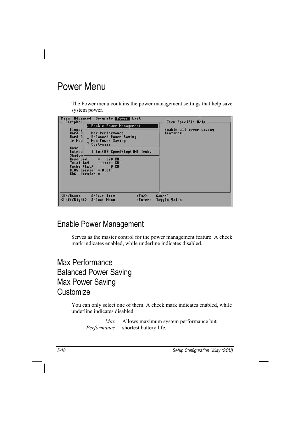 Power menu, Enable power management | TAG MIL-BOOK 10 User Manual | Page 75 / 105