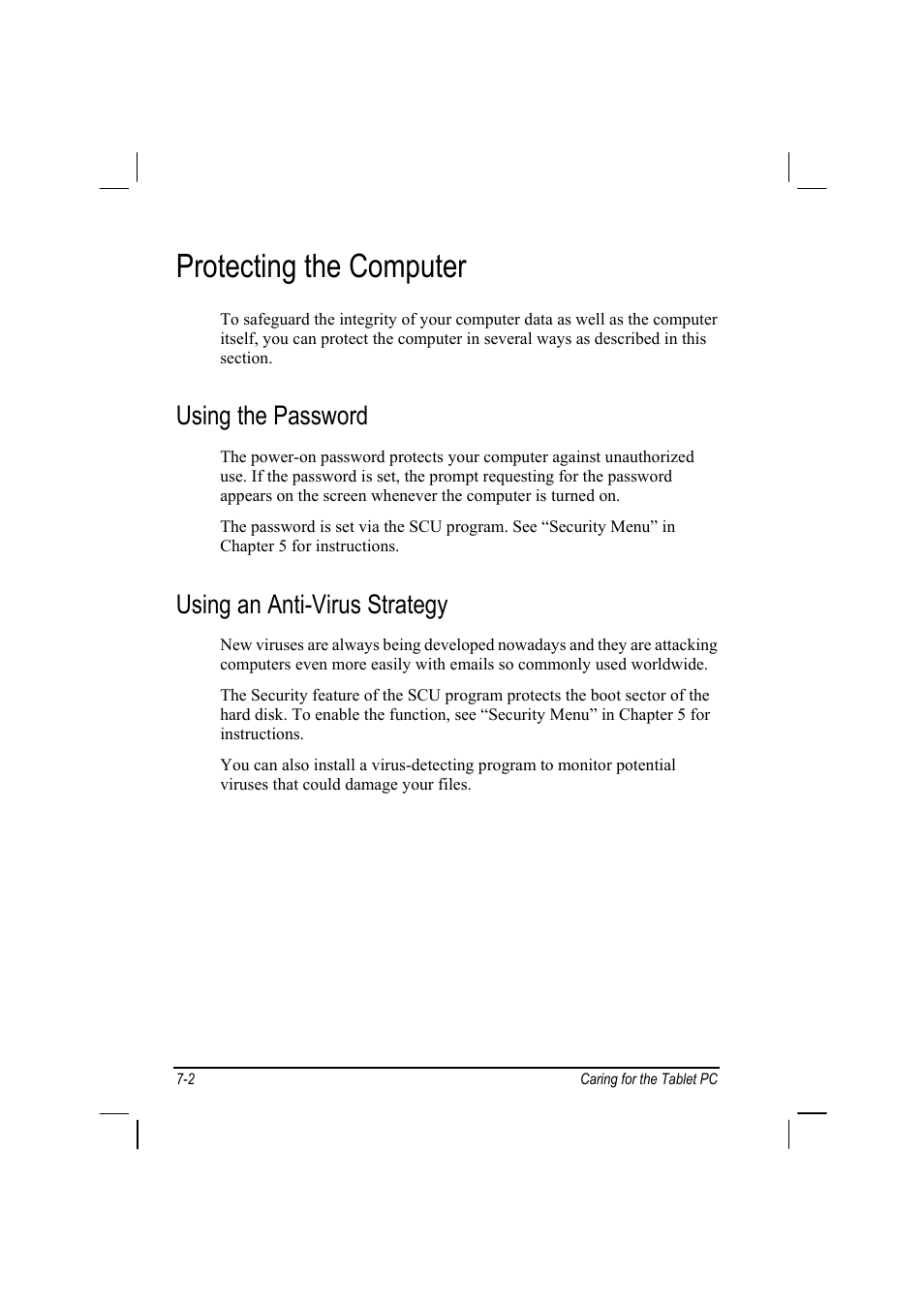 Protecting the computer, Using the password, Using an anti-virus strategy | TAG MIL-BOOK 10 User Manual | Page 85 / 105