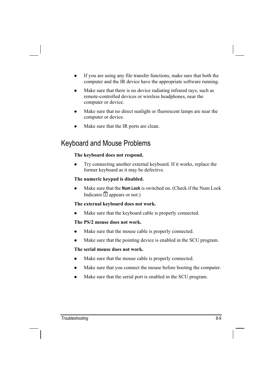 Keyboard and mouse problems | TAG MIL-BOOK 10 User Manual | Page 97 / 105