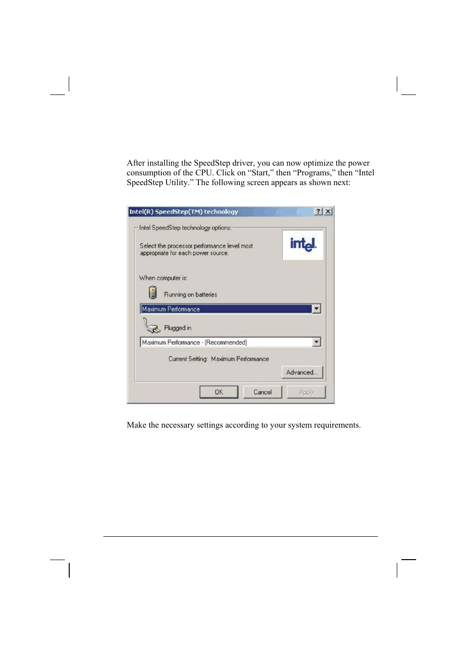 Intel speedstep utility | TAG 20 User Manual | Page 109 / 147