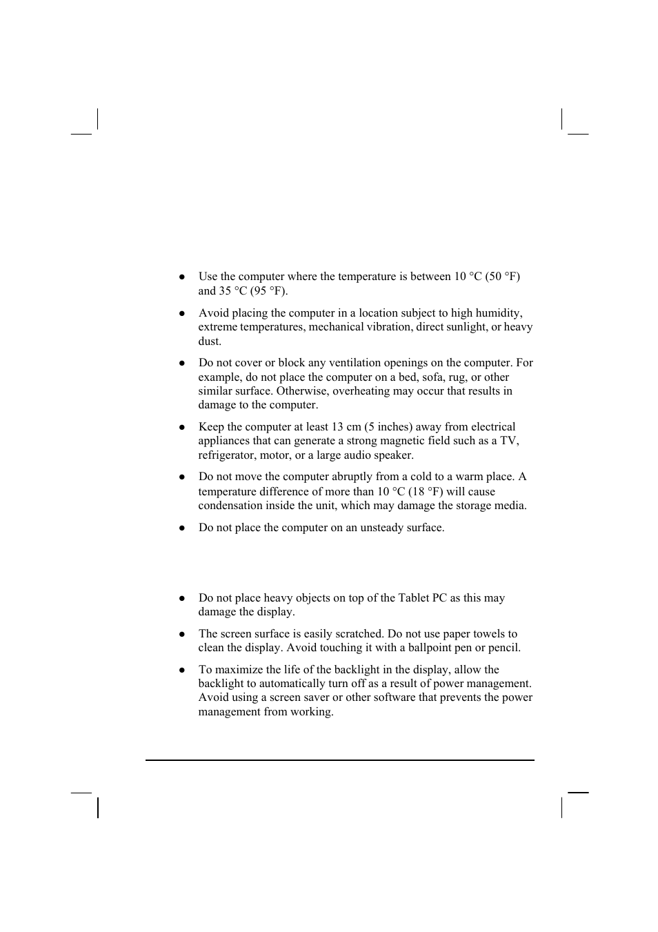 Taking care of the tablet pc, Location guidelines, General guidelines | TAG 20 User Manual | Page 113 / 147