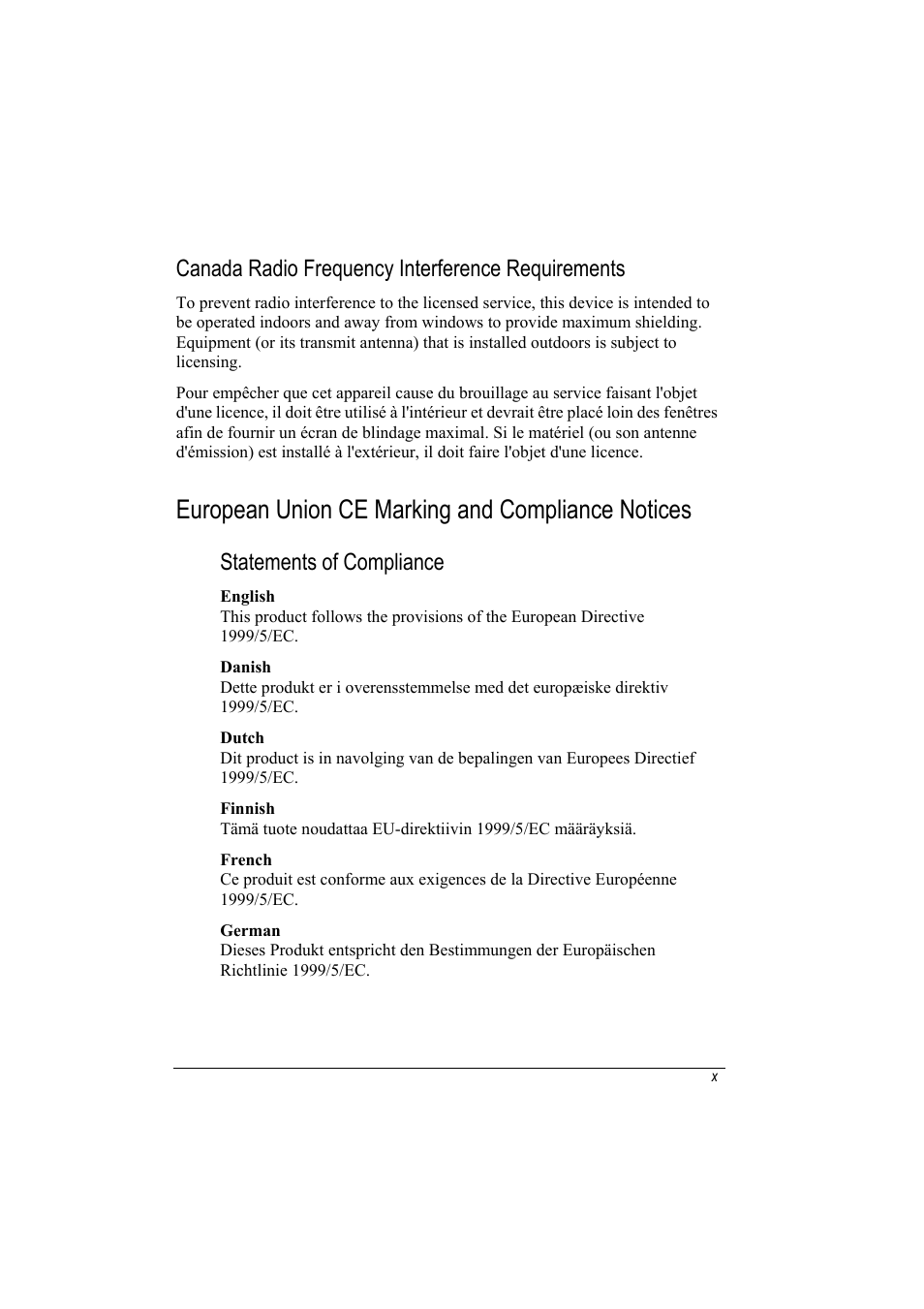 European union ce marking and compliance notices, Canada radio frequency interference requirements, Statements of compliance | TAG 20 User Manual | Page 12 / 147
