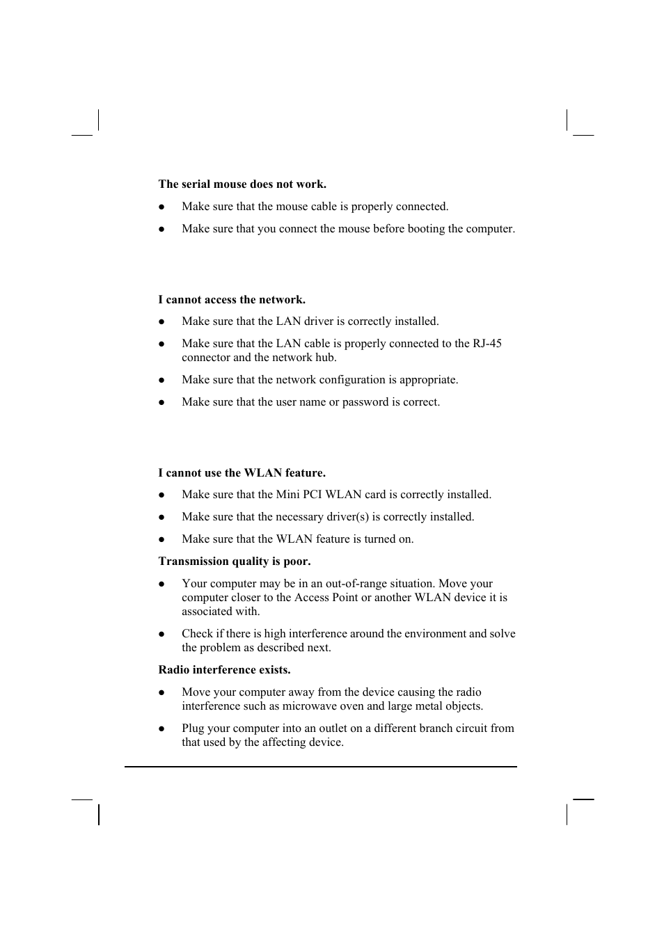 Lan problems, Wlan problems | TAG 20 User Manual | Page 126 / 147
