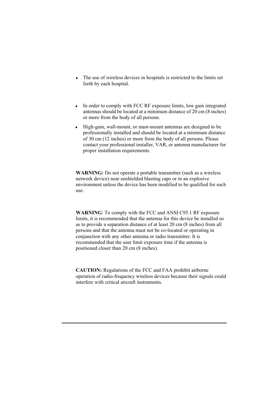 Antenna use, Explosive device proximity warning, Antenna warning | Use on aircraft caution | TAG 20 User Manual | Page 142 / 147