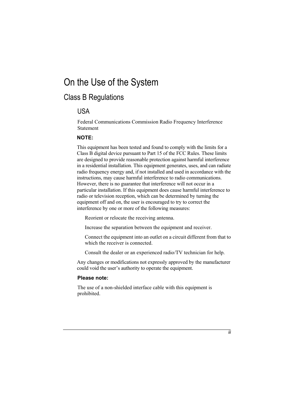 On the use of the system, Class b regulations | TAG 20 User Manual | Page 5 / 147