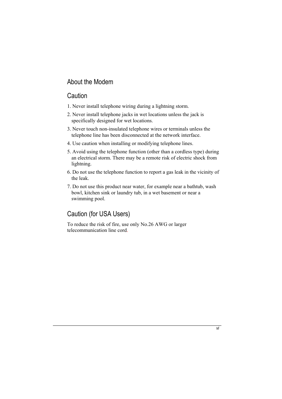About the modem caution, Caution (for usa users) | TAG 20 User Manual | Page 8 / 147