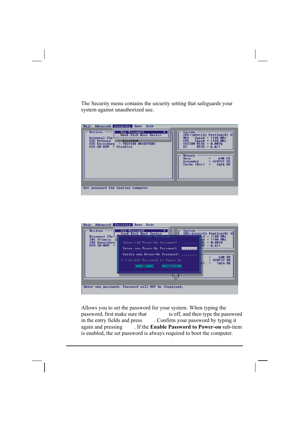 Security menu, Set password | TAG 20 User Manual | Page 95 / 147