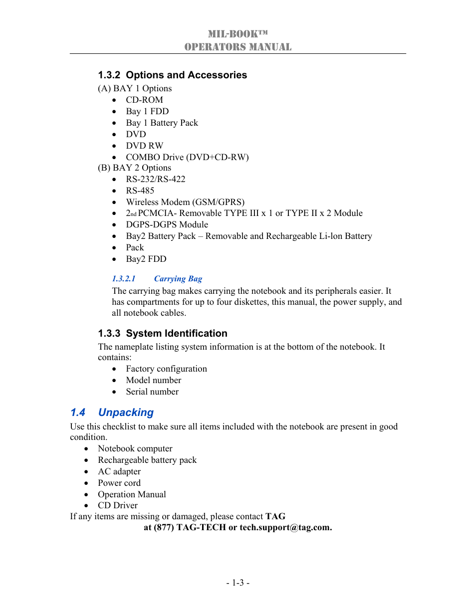 TAG 1000 User Manual | Page 16 / 64