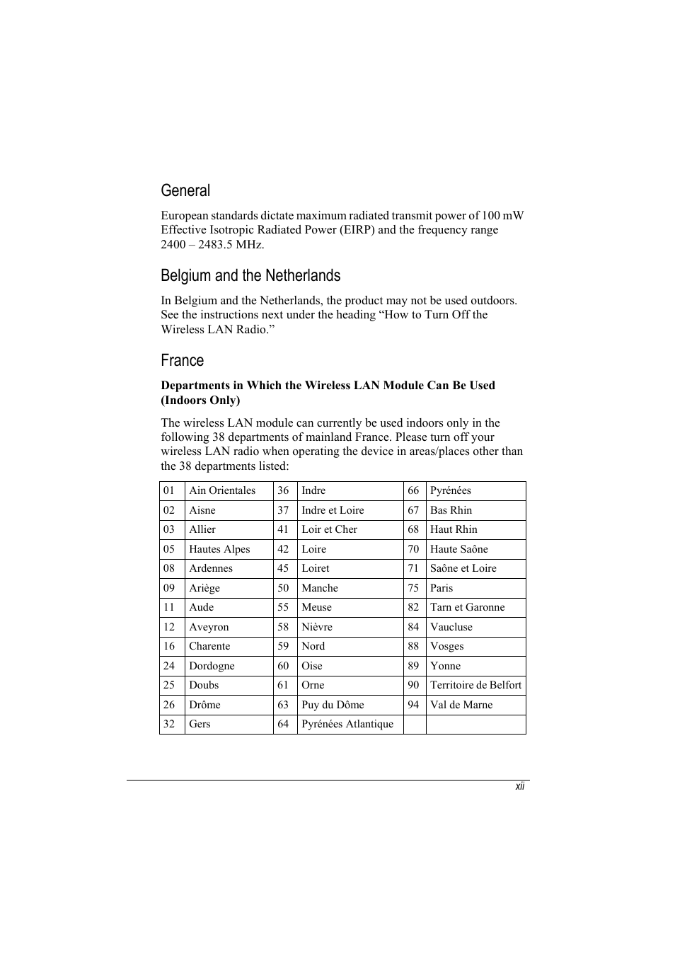 General, Belgium and the netherlands, France | TAG MIL-BOOK 20 Series User Manual | Page 14 / 147