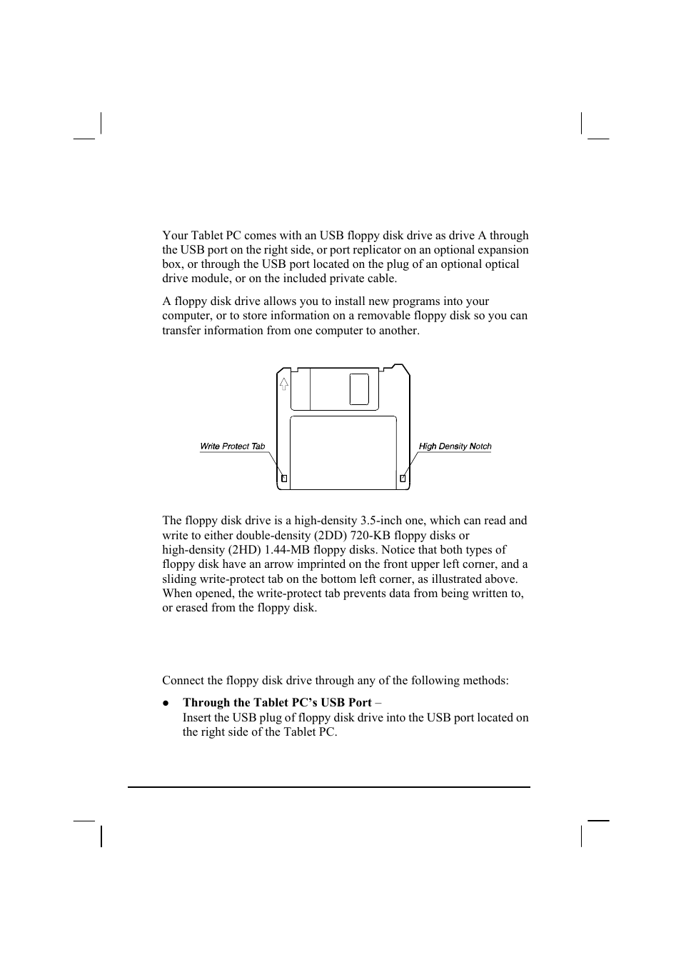 Using the floppy disk drive (option), Connecting the floppy disk drive | TAG MIL-BOOK 20 Series User Manual | Page 48 / 147