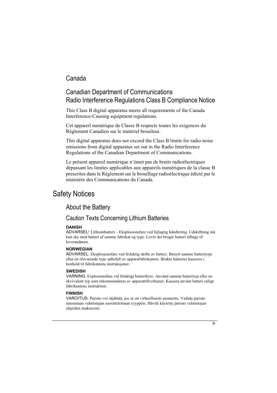 Safety notices, About the battery, Caution texts concerning lithium batteries | TAG MIL-BOOK 20 Series User Manual | Page 6 / 147