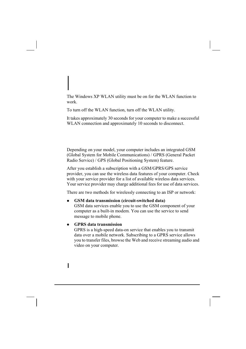Using the wireless modem, Turning off/on the wlan radio, Connecting using the wireless modem | TAG MIL-BOOK 20 Series User Manual | Page 63 / 147