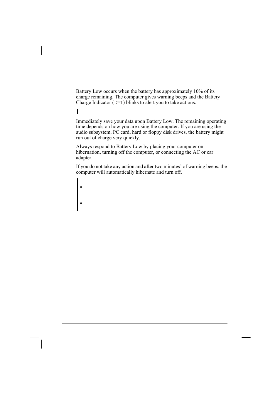 Battery low signals and actions | TAG MIL-BOOK 20 Series User Manual | Page 72 / 147