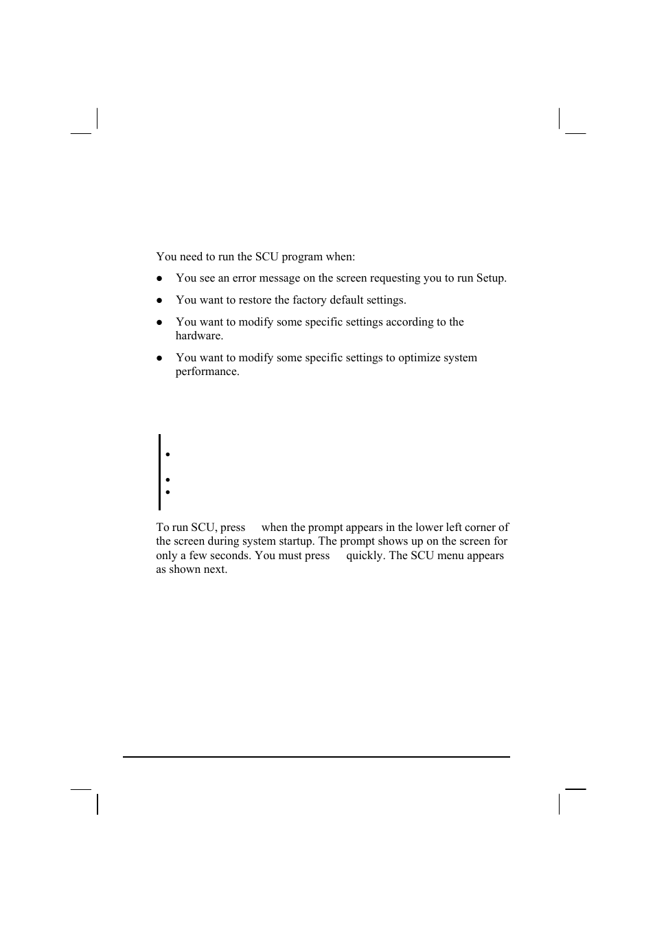 When and how to use the scu program, When to use, Starting scu | TAG MIL-BOOK 20 Series User Manual | Page 86 / 147