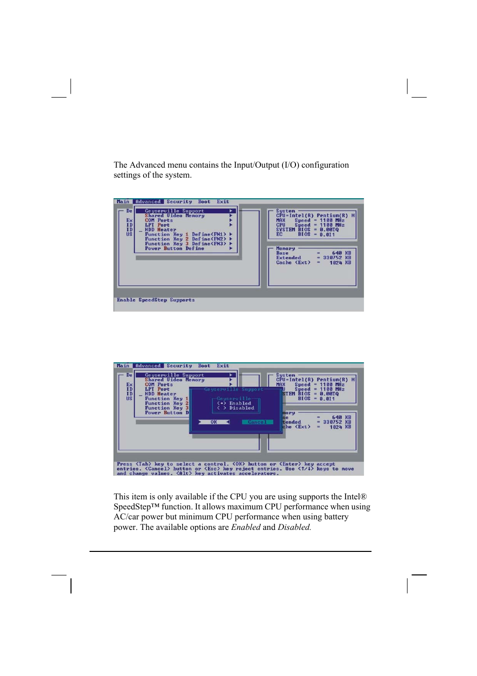 Advanced menu, Geyserville support | TAG MIL-BOOK 20 Series User Manual | Page 90 / 147