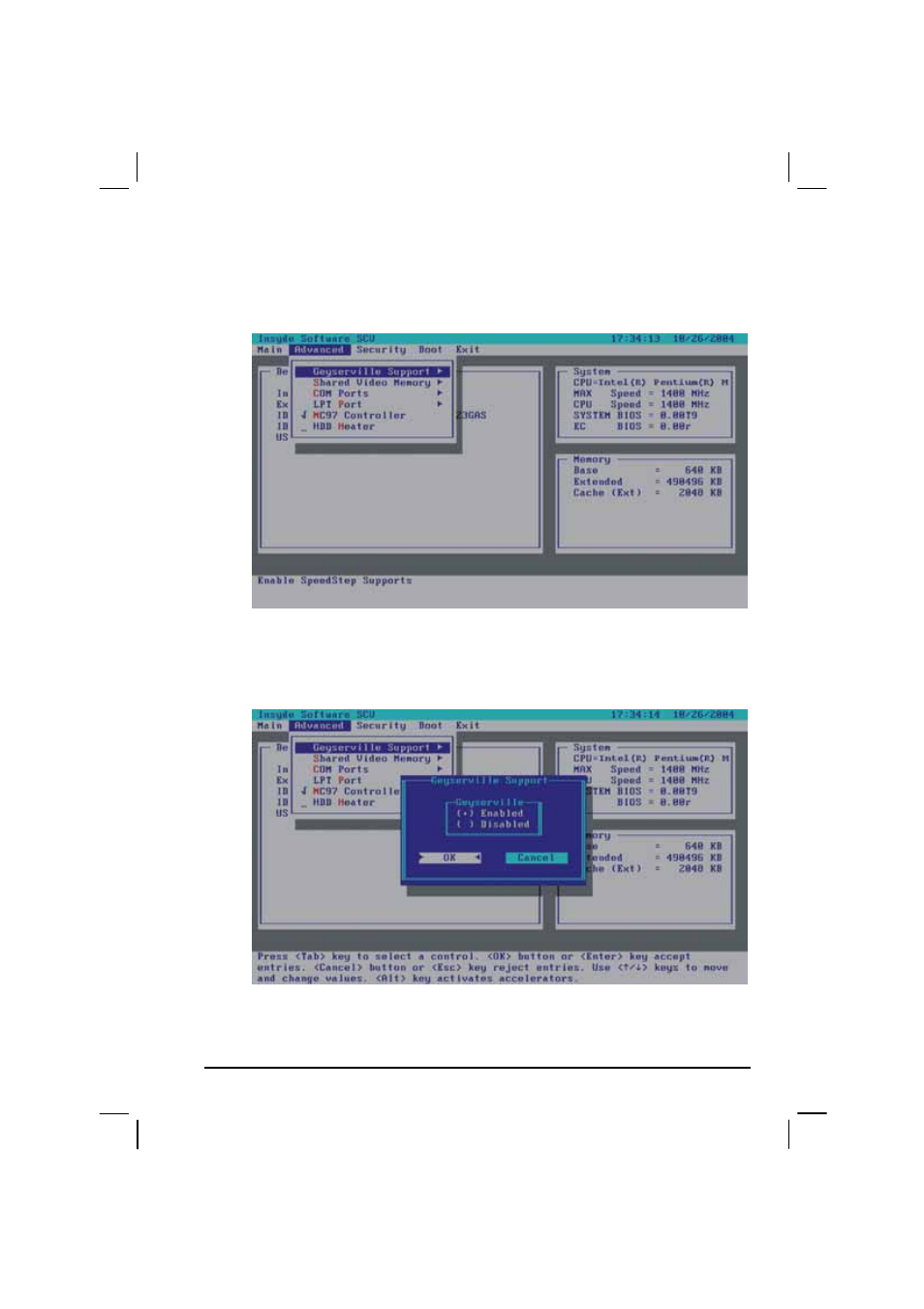 Advanced menu, Geyserville support | TAG MIL-BOOK 200 User Manual | Page 86 / 143