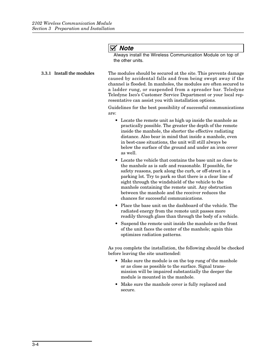 1 install the modules, 1 install the modules -4 | Teledyne WIRELESS COMMUNICATION MODULE 2102 User Manual | Page 22 / 38