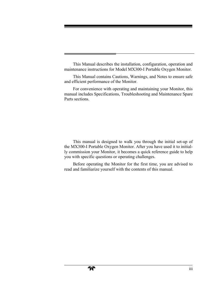 About this manual | Teledyne MX300-I User Manual | Page 3 / 41