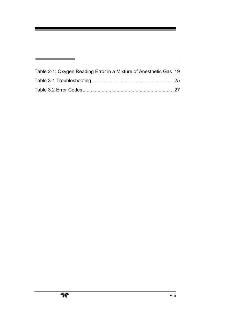 List of tables | Teledyne MX300-I User Manual | Page 8 / 41