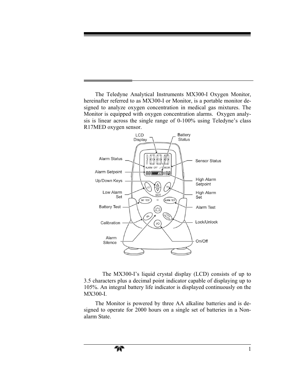 Introduction | Teledyne MX300-I User Manual | Page 9 / 41