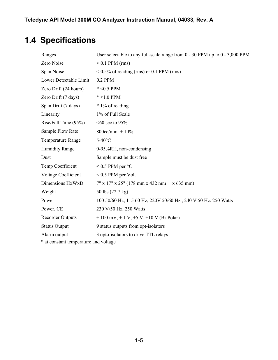 Specifications, Igure, 1: p | Neumatic, Iagram, 4 specifications | Teledyne 300M User Manual | Page 13 / 123