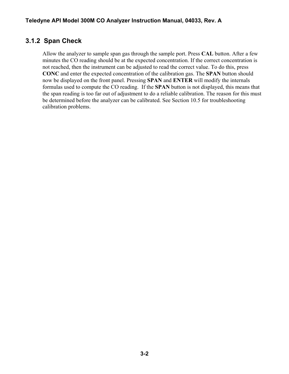 Span check, 3 performance testing -1, Anual | Heck, 1 zero check -1 | Teledyne 300M User Manual | Page 38 / 123