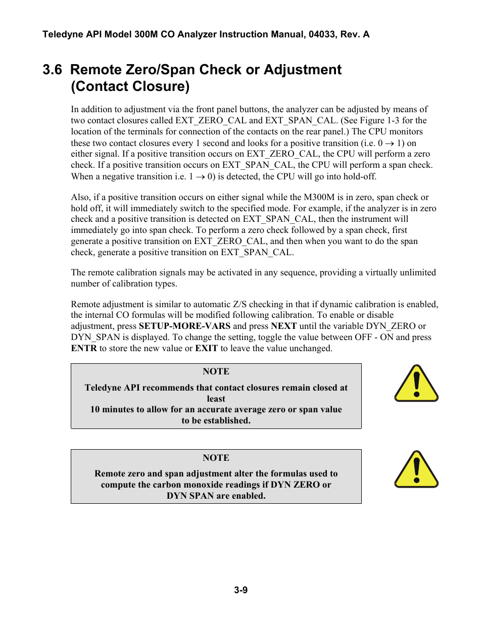 Ummary of, Ront, Anel | Heck and, Alibration, Ontrols, Able, 1: c | Teledyne 300M User Manual | Page 45 / 123