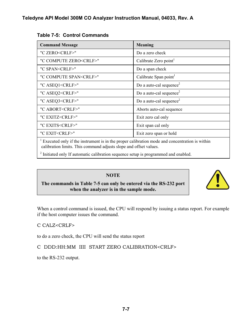 Tatus, Ontrol, Able | 4: s, Eports | Teledyne 300M User Manual | Page 73 / 123