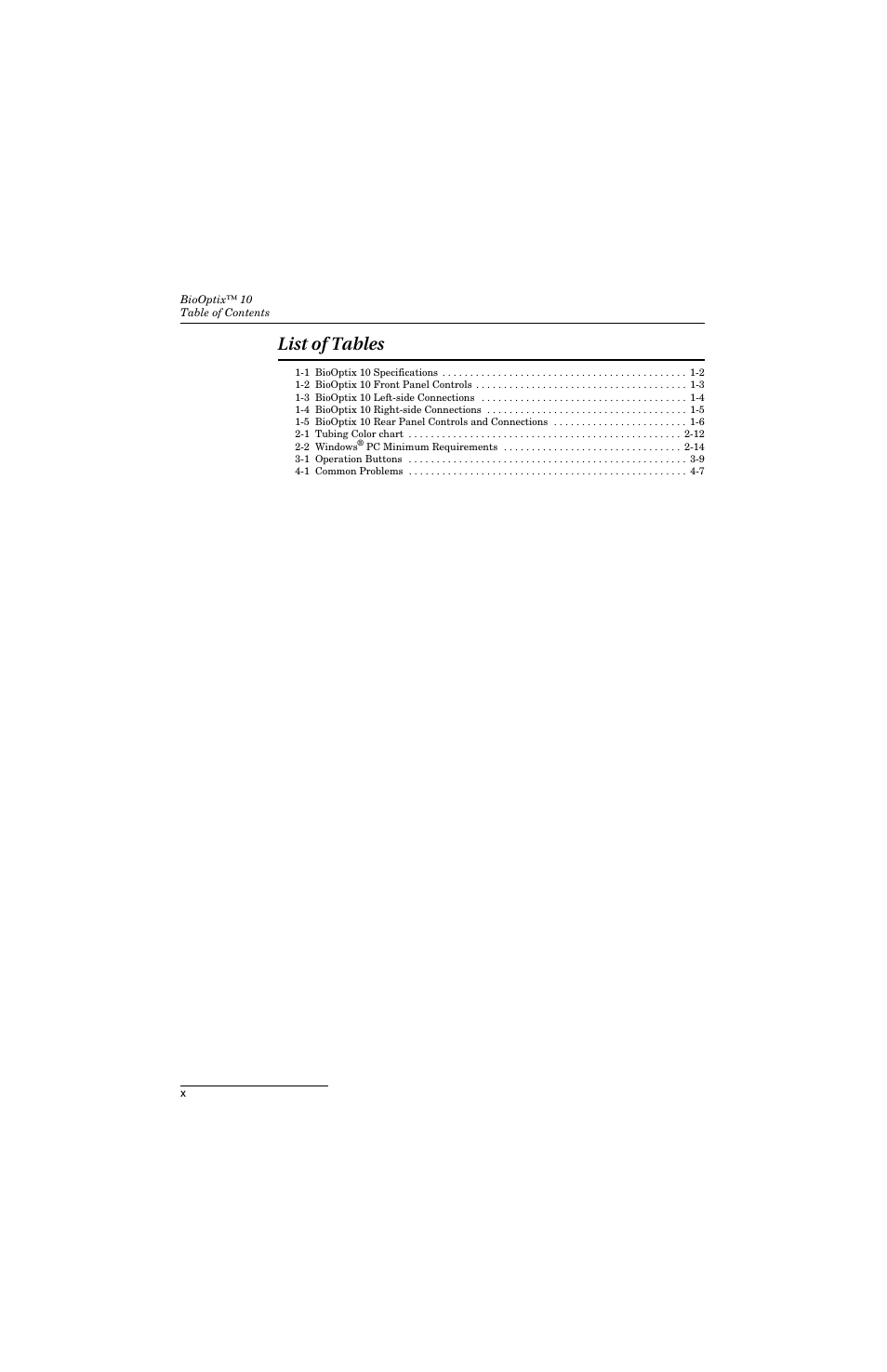 List of tables | Teledyne 10 User Manual | Page 12 / 88