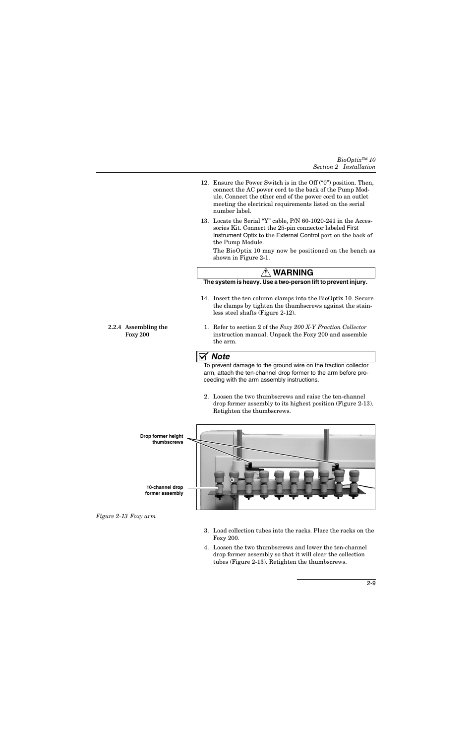 4 assembling the foxy 200, 4 assembling the foxy 200 -9, 13 foxy arm -9 | Warning | Teledyne 10 User Manual | Page 27 / 88
