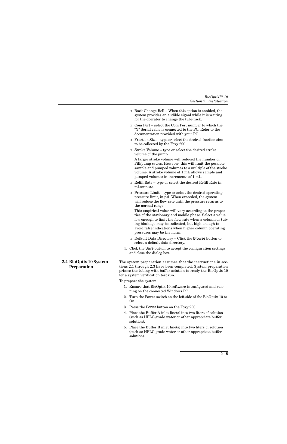 4 biooptix 10 system preparation, 4 biooptix 10 system preparation -15 | Teledyne 10 User Manual | Page 33 / 88