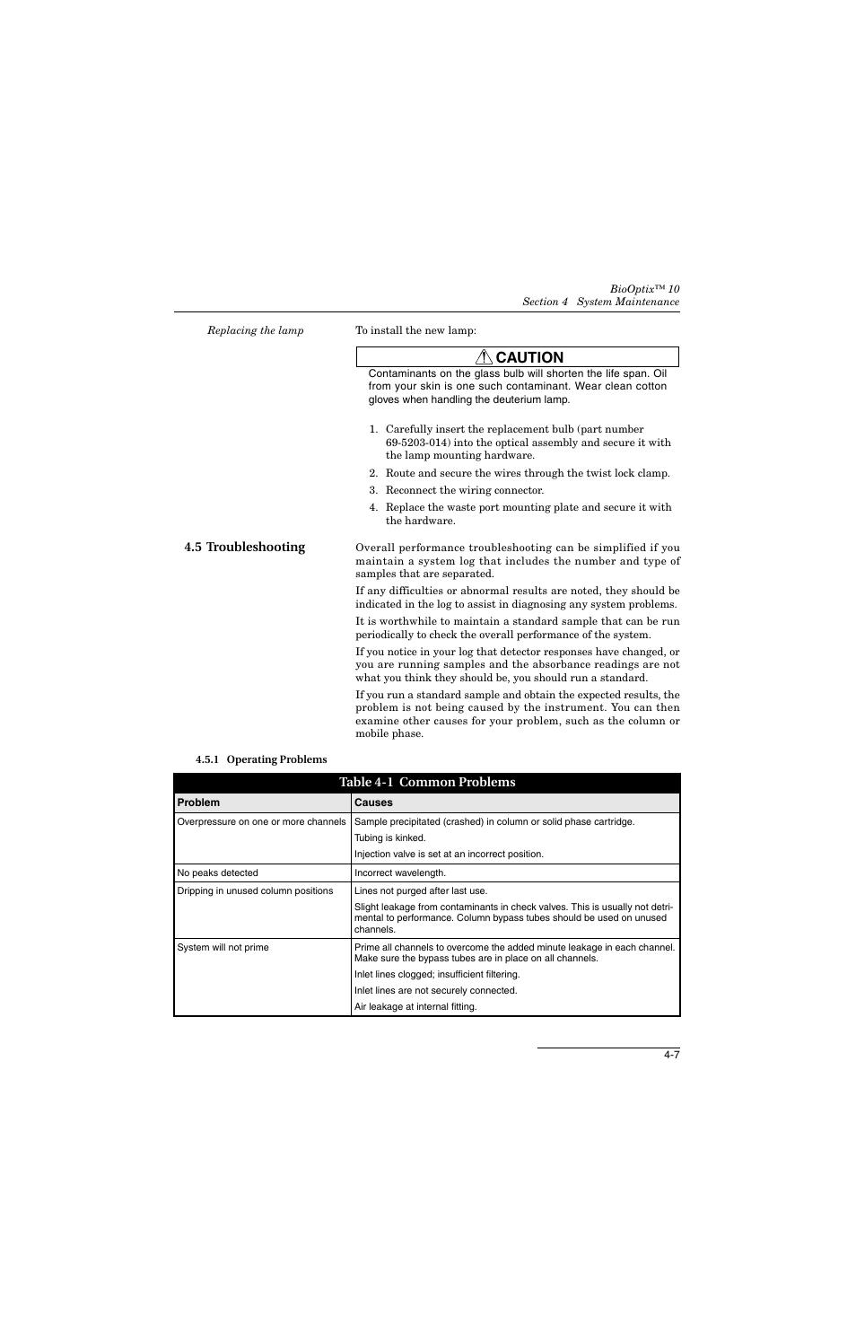 5 troubleshooting, 1 operating problems, 5 troubleshooting -7 | 1 operating problems -7, 1 common problems -7, 5, trouble- shooting ) deg, Caution | Teledyne 10 User Manual | Page 57 / 88