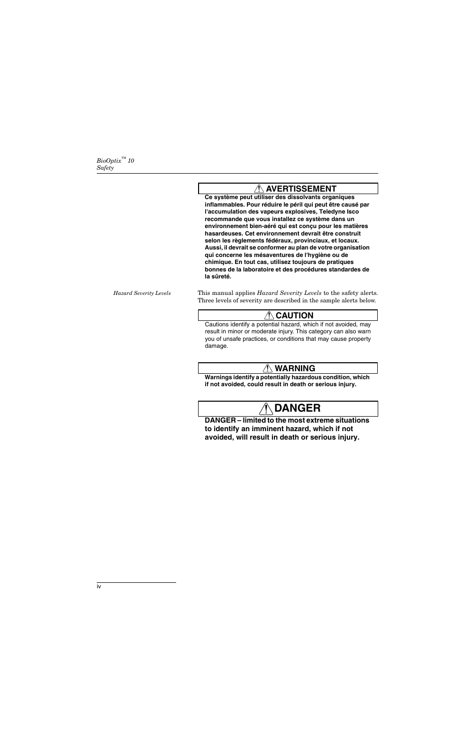 Danger | Teledyne 10 User Manual | Page 6 / 88