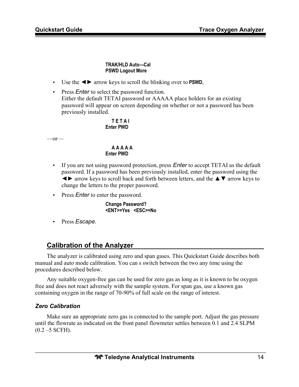 Teledyne Trace Oxygen Analyzer 3000TA User Manual | Page 14 / 19