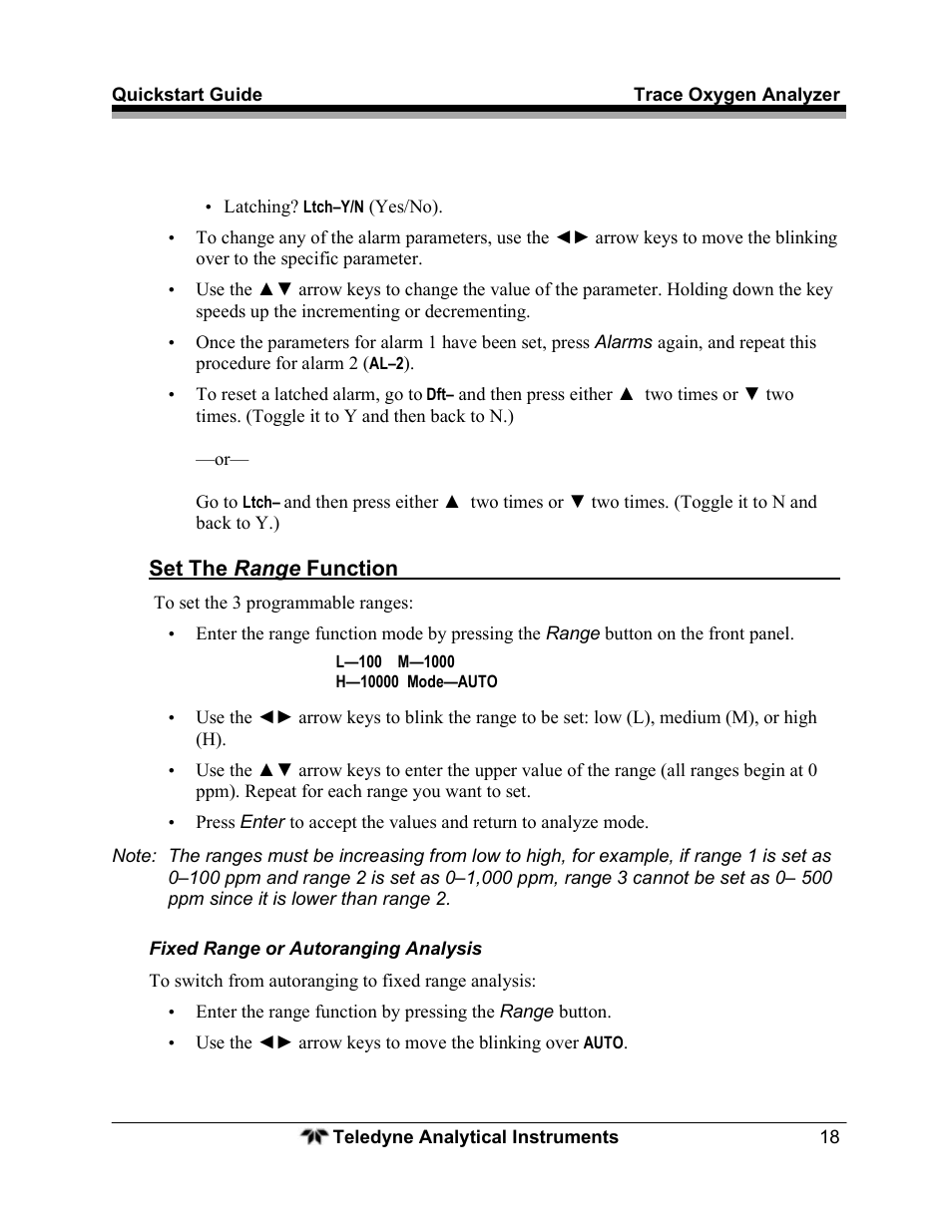 Teledyne Trace Oxygen Analyzer 3000TA User Manual | Page 18 / 19