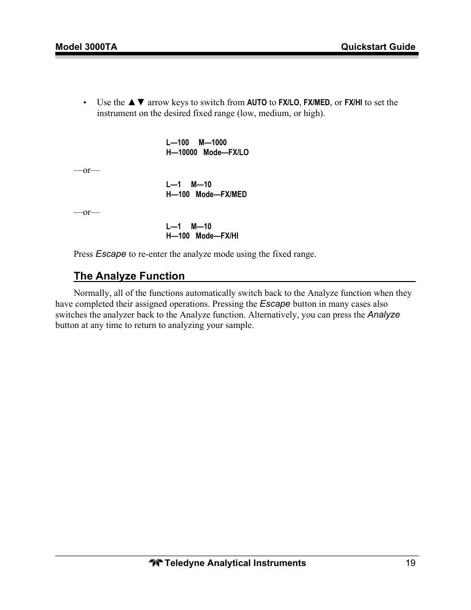 Teledyne Trace Oxygen Analyzer 3000TA User Manual | Page 19 / 19