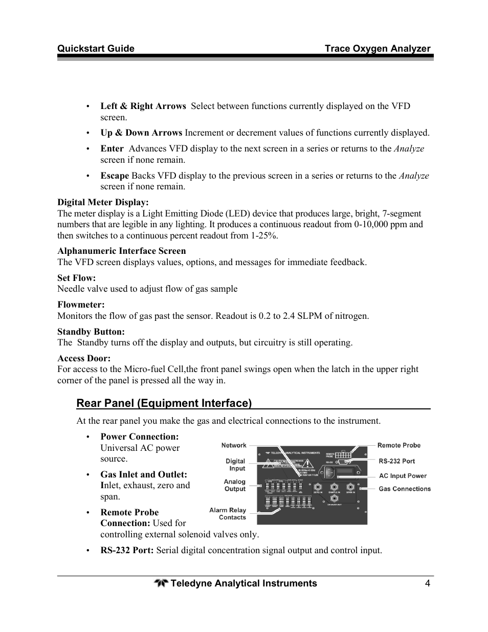 Teledyne Trace Oxygen Analyzer 3000TA User Manual | Page 4 / 19
