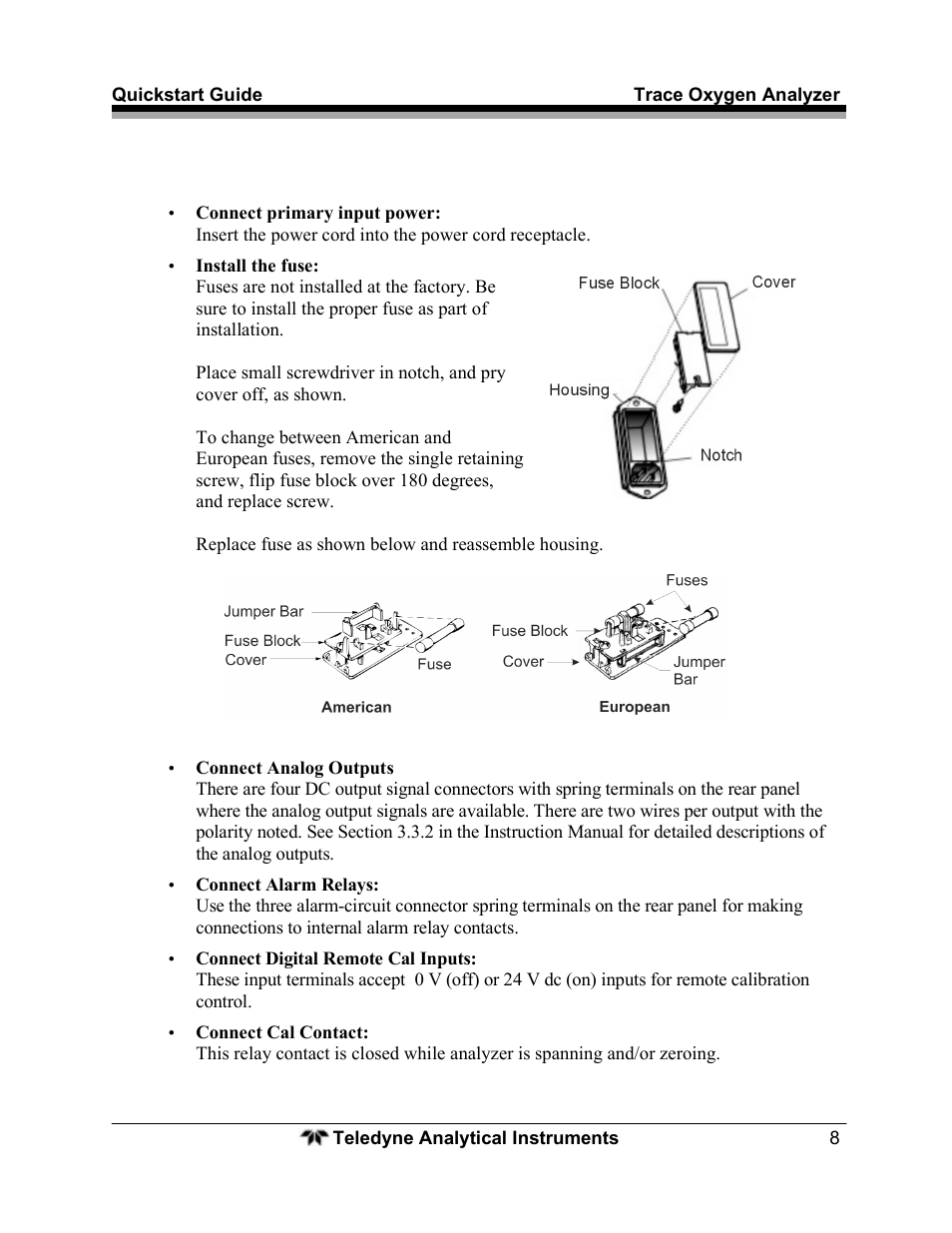 Teledyne Trace Oxygen Analyzer 3000TA User Manual | Page 8 / 19