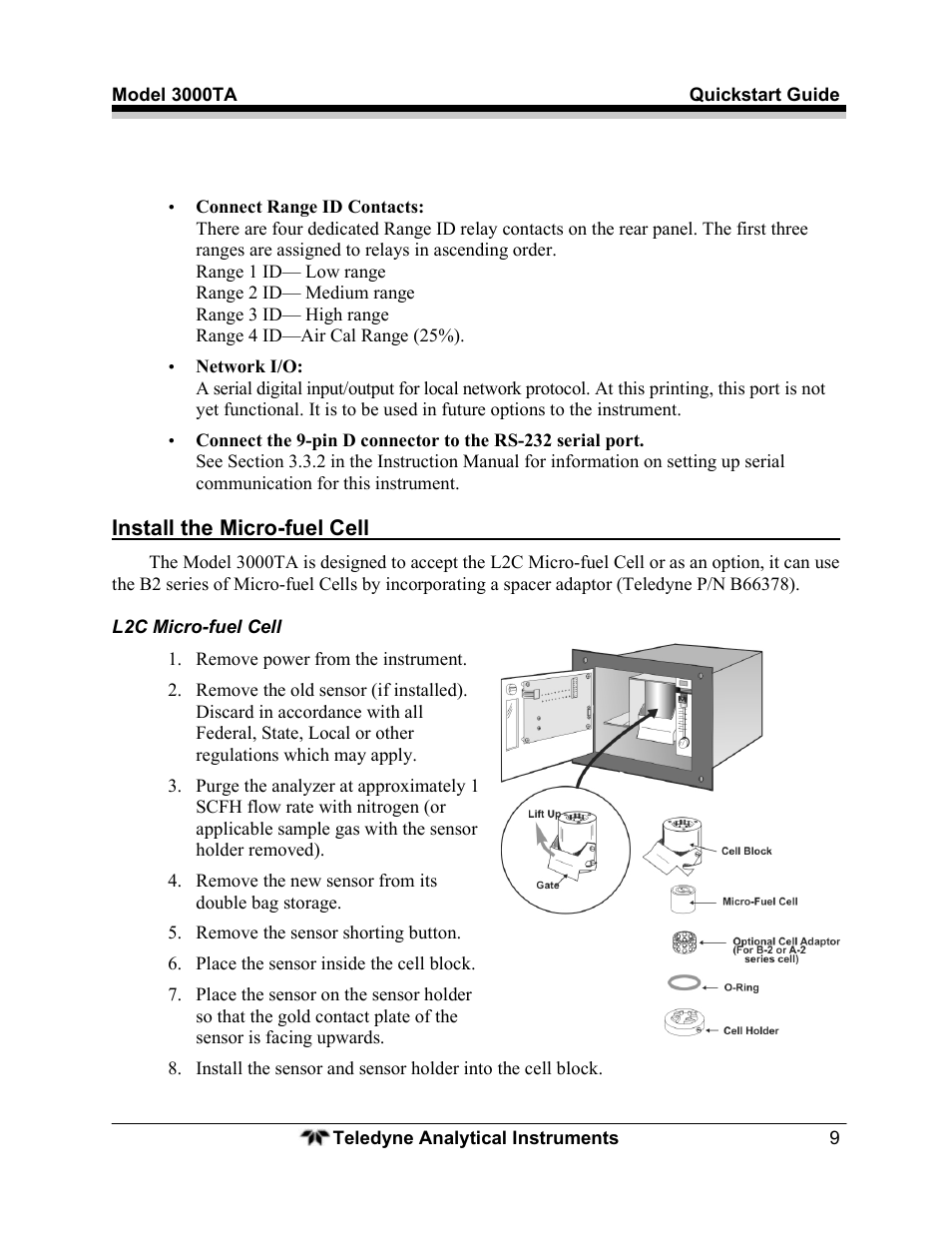 Teledyne Trace Oxygen Analyzer 3000TA User Manual | Page 9 / 19