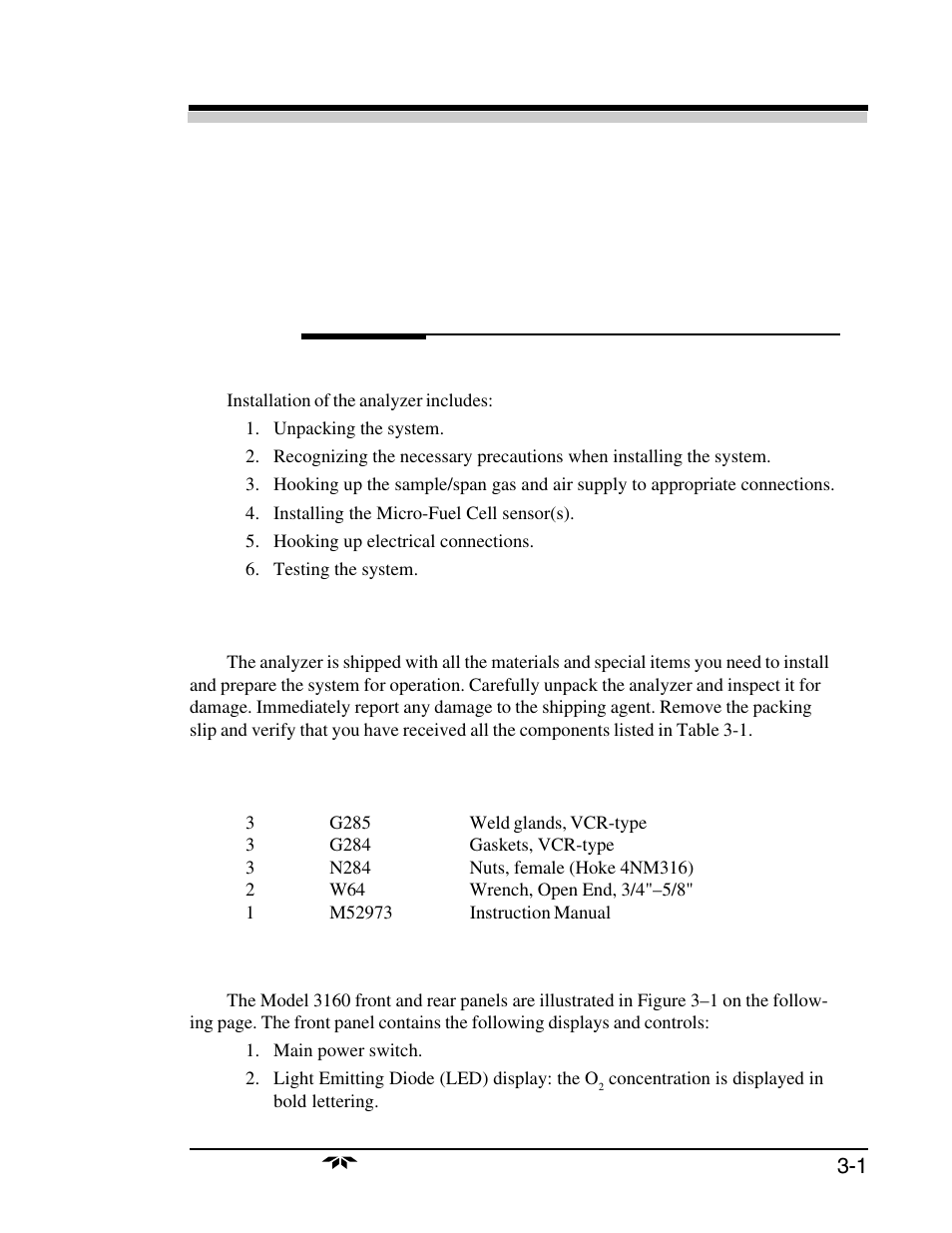 Installation | Teledyne 3160 User Manual | Page 19 / 68