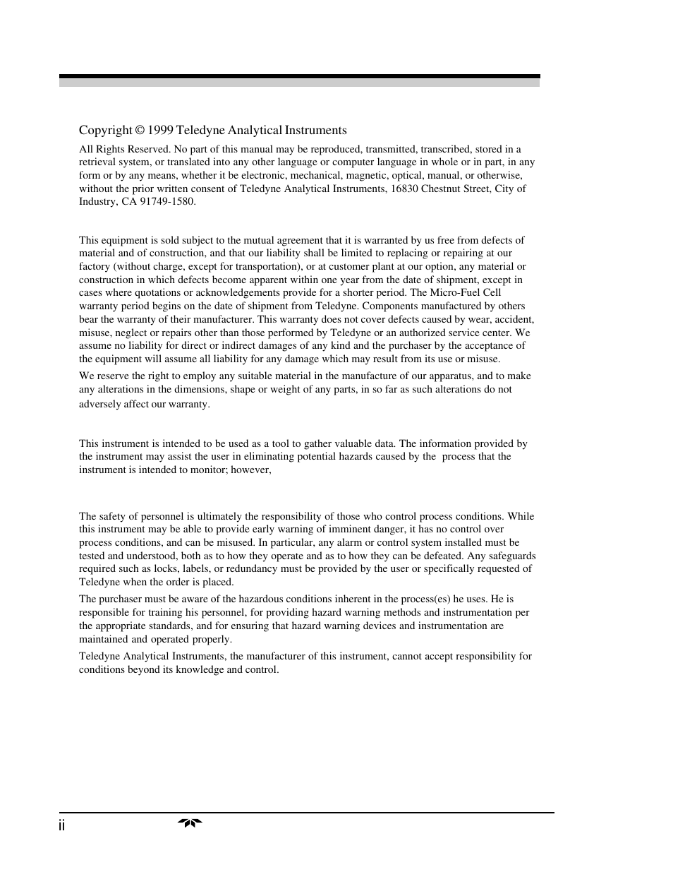 Teledyne 3160 User Manual | Page 2 / 68