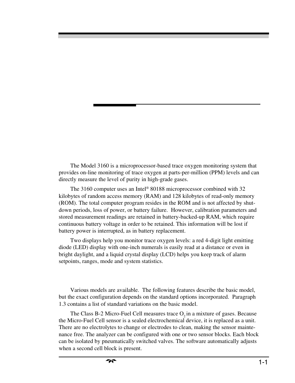 Introduction | Teledyne 3160 User Manual | Page 7 / 68